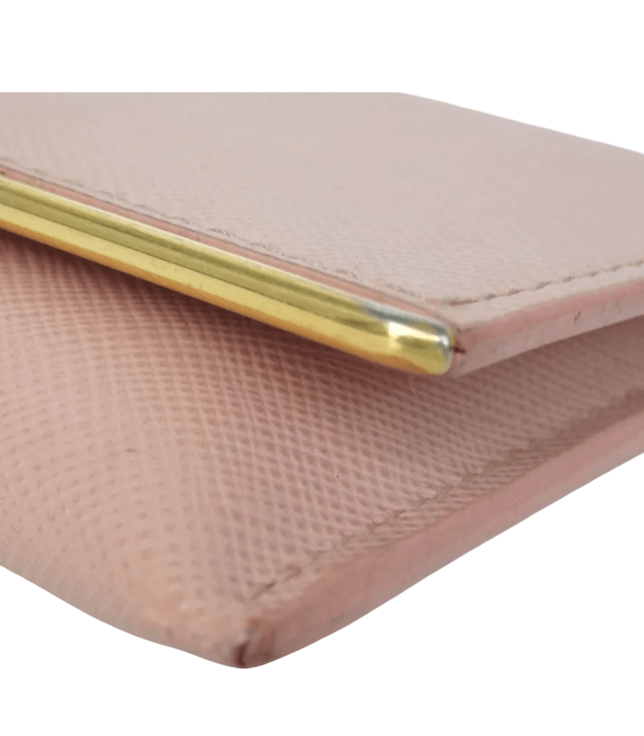 Prada Pink Saffiano Lux Leather Metal Bar Flap Continental Wallet - Luxbrandz