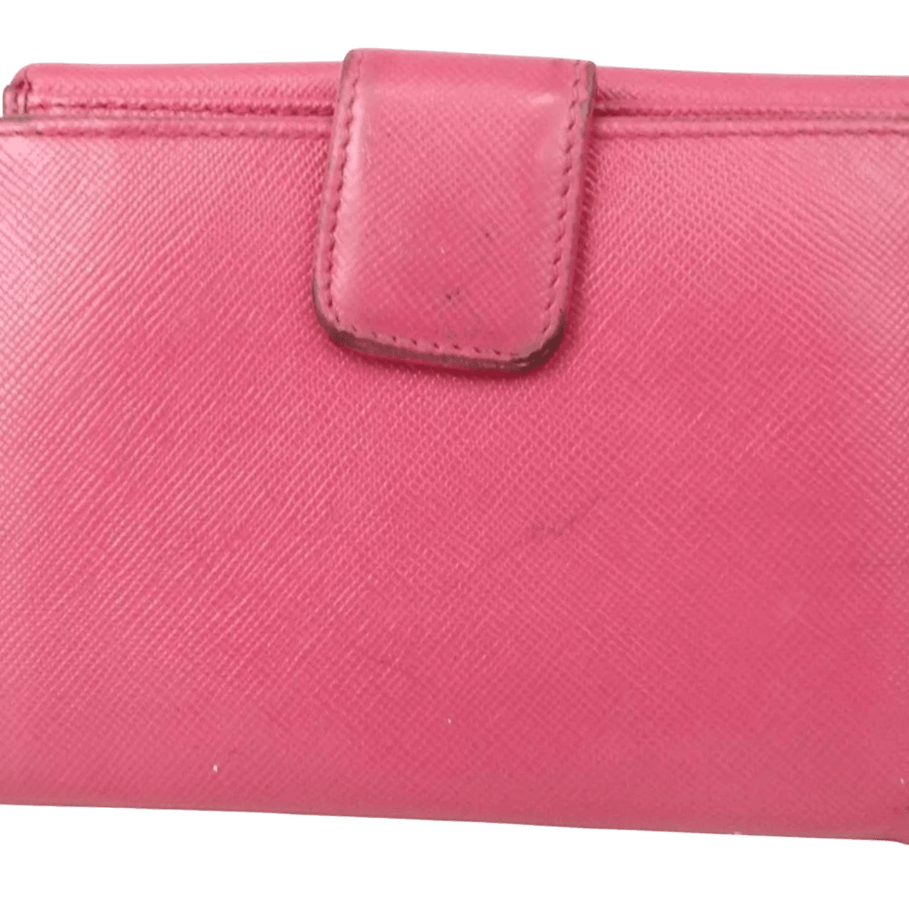 PRADA VITELLO MOVE PINK LEATHER LOGO PLAQUE SMALL TRIFOLD WALLET. - Luxbrandz