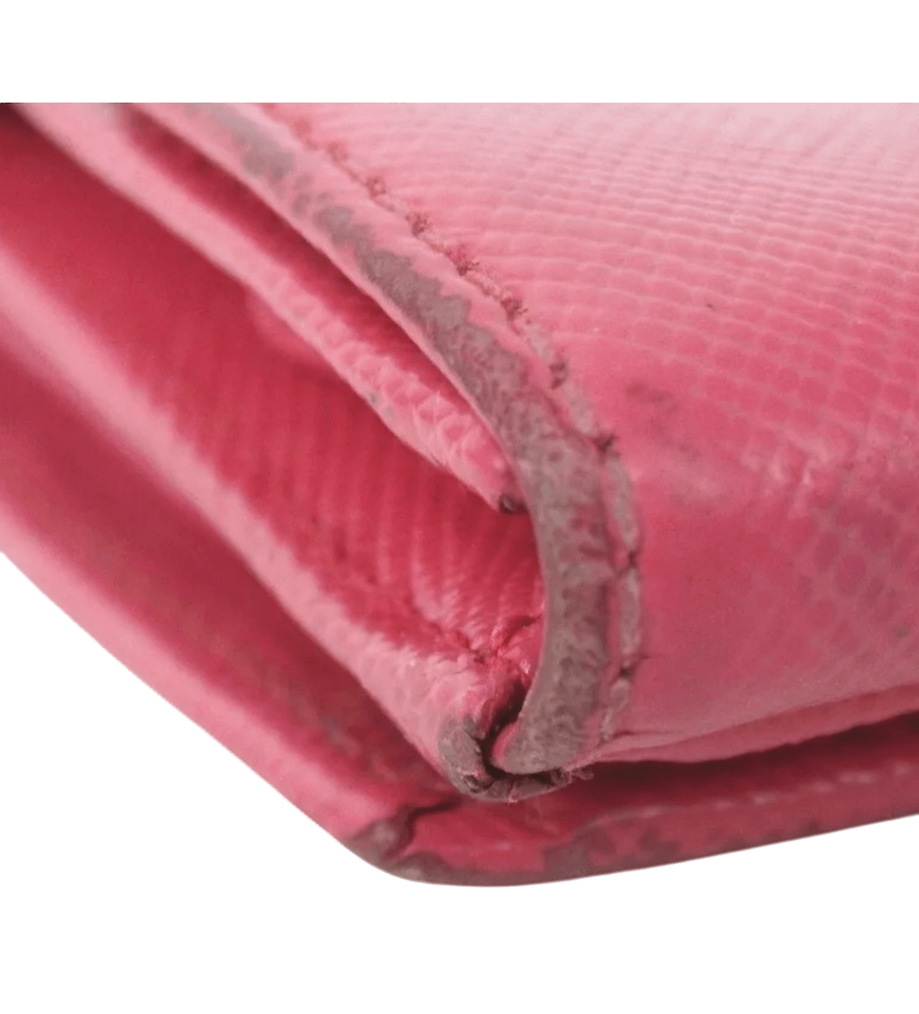 PRADA VITELLO MOVE PINK LEATHER LOGO PLAQUE SMALL TRIFOLD WALLET. - Luxbrandz