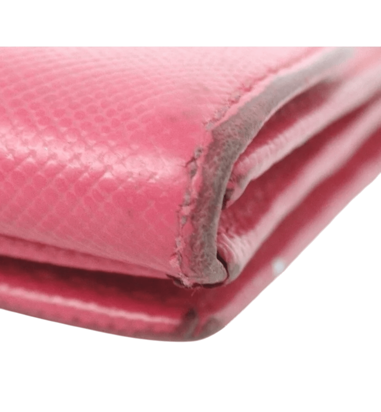 PRADA VITELLO MOVE PINK LEATHER LOGO PLAQUE SMALL TRIFOLD WALLET. - Luxbrandz
