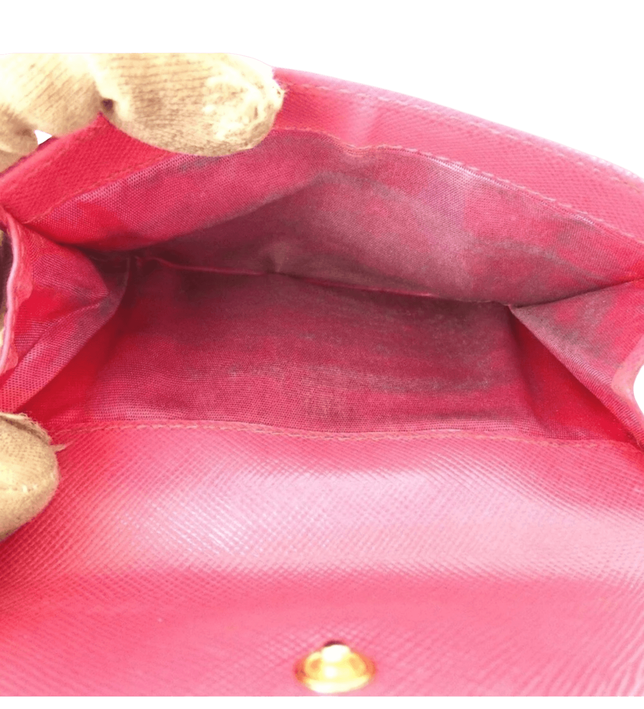 PRADA VITELLO MOVE PINK LEATHER LOGO PLAQUE SMALL TRIFOLD WALLET. - Luxbrandz
