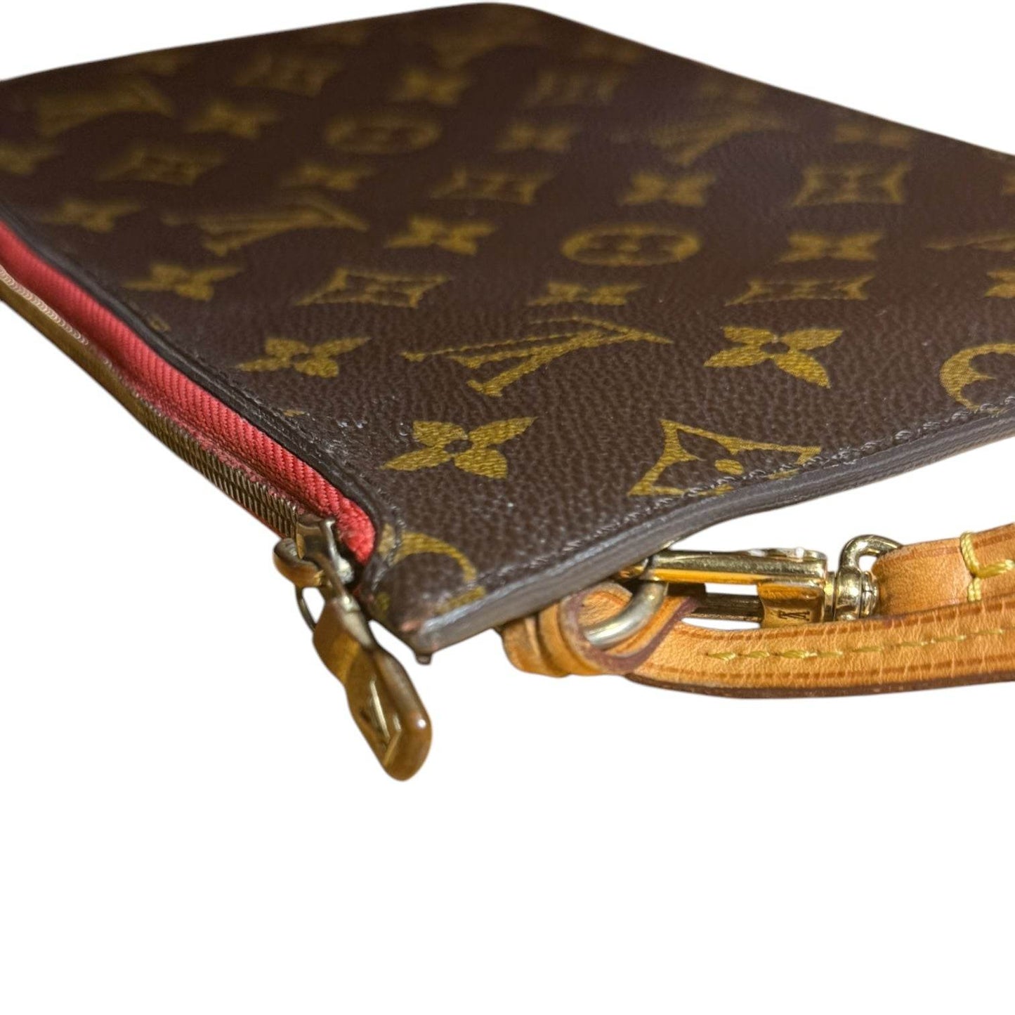 LOUIS VUITTON Neverfull Pouchette / Wristlet Monogram Brown in New Condition - Luxbrandz