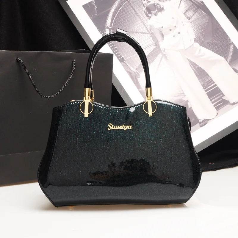Glossy Patent Leather Handbags Women Top Handle Purse Satchel Bag Stylish Handbag Medium Tote s Shoulder Designer - Luxbrandz