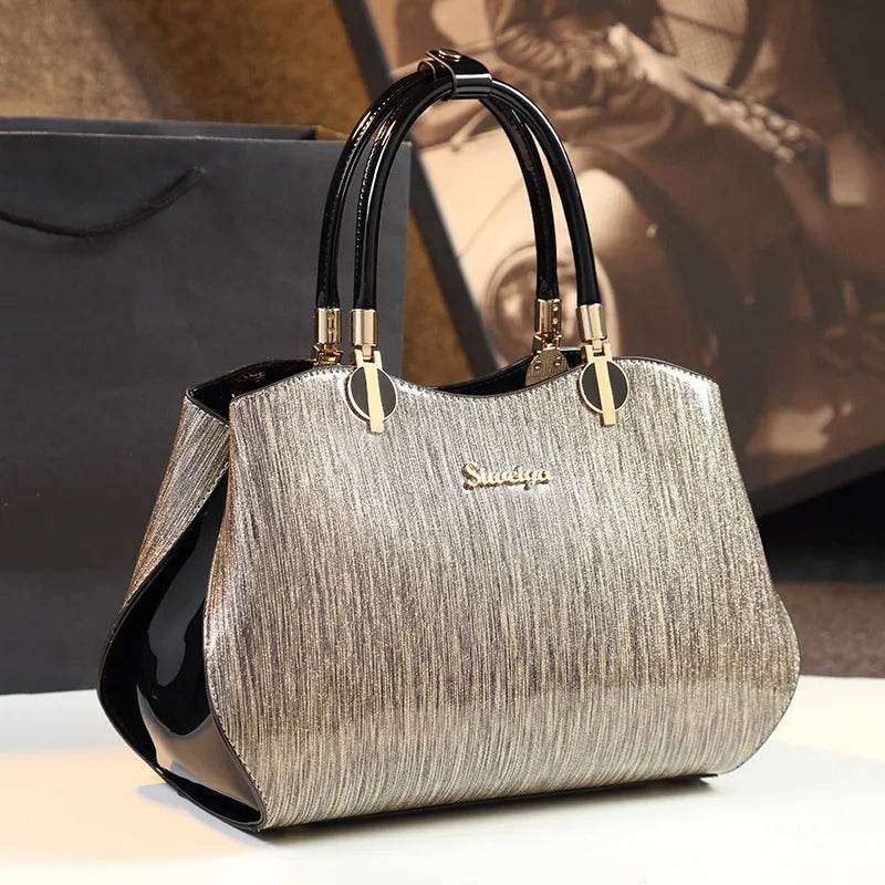 Glossy Patent Leather Handbags Women Top Handle Purse Satchel Bag Stylish Handbag Medium Tote s Shoulder Designer - Luxbrandz