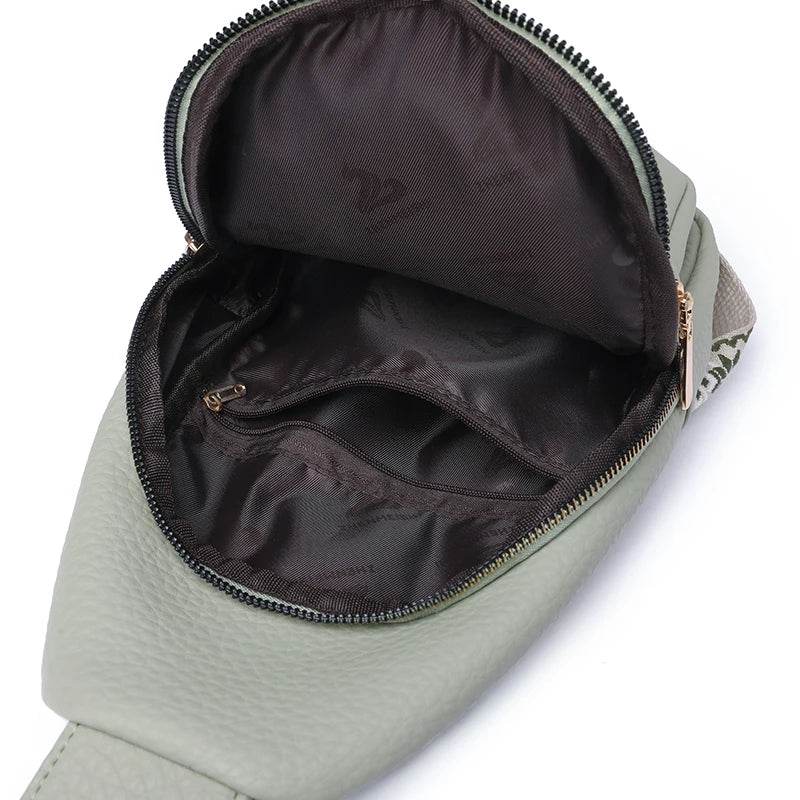 Women’s Casual Chest Bag Fashion Solid Color Luxury Leather Female Sling Crossbody Bag Stylish Outdoor Shoulder Bag for Girls - Luxbrandz