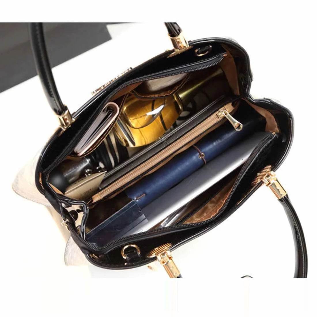 Glossy Patent Leather Handbags Women Top Handle Purse Satchel Bag Stylish Handbag Medium Tote s Shoulder Designer - Luxbrandz