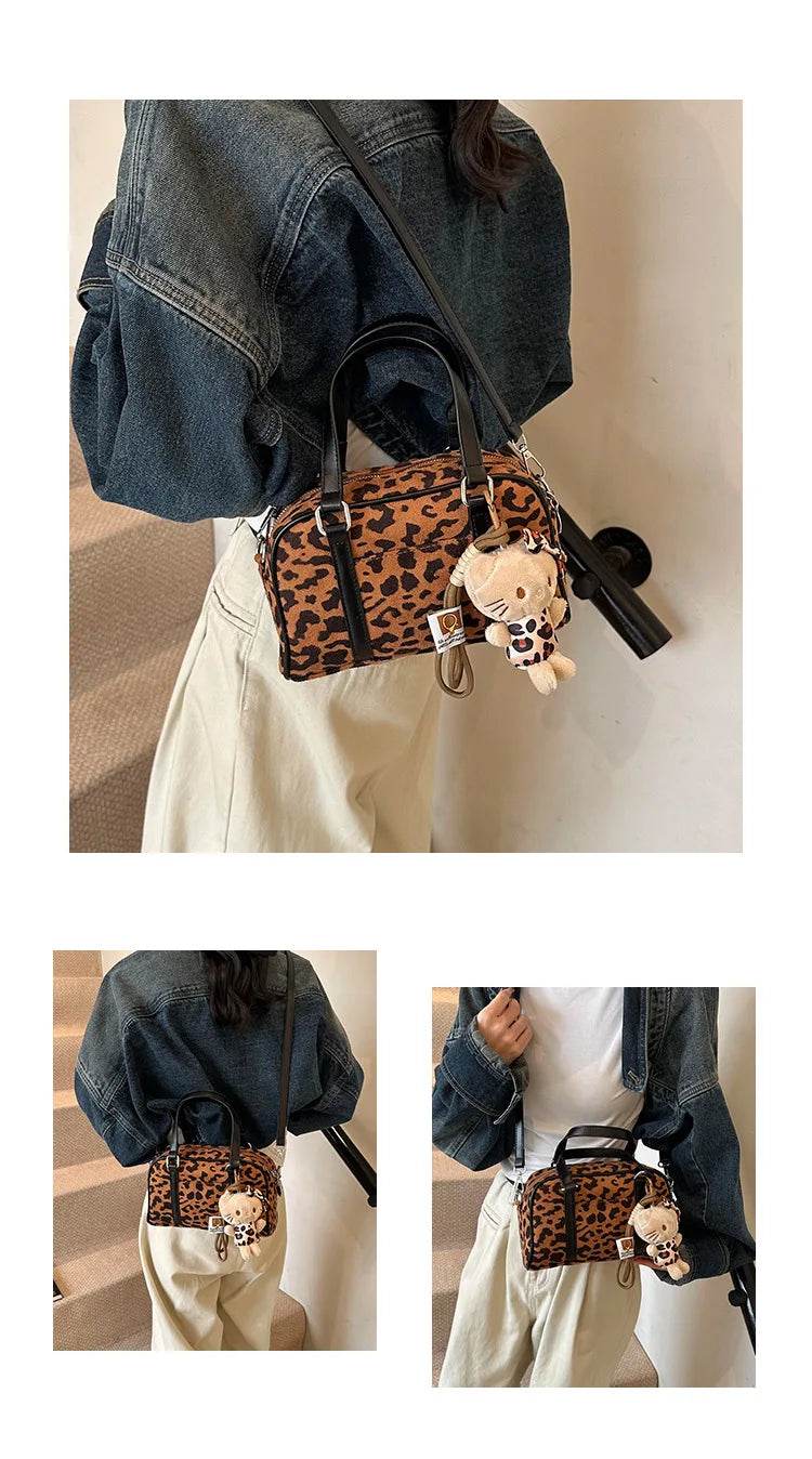 2024 Women’s Leopard Print Matte Handbag, Small Square Crossbody Shoulder Bag for Women - Luxbrandz