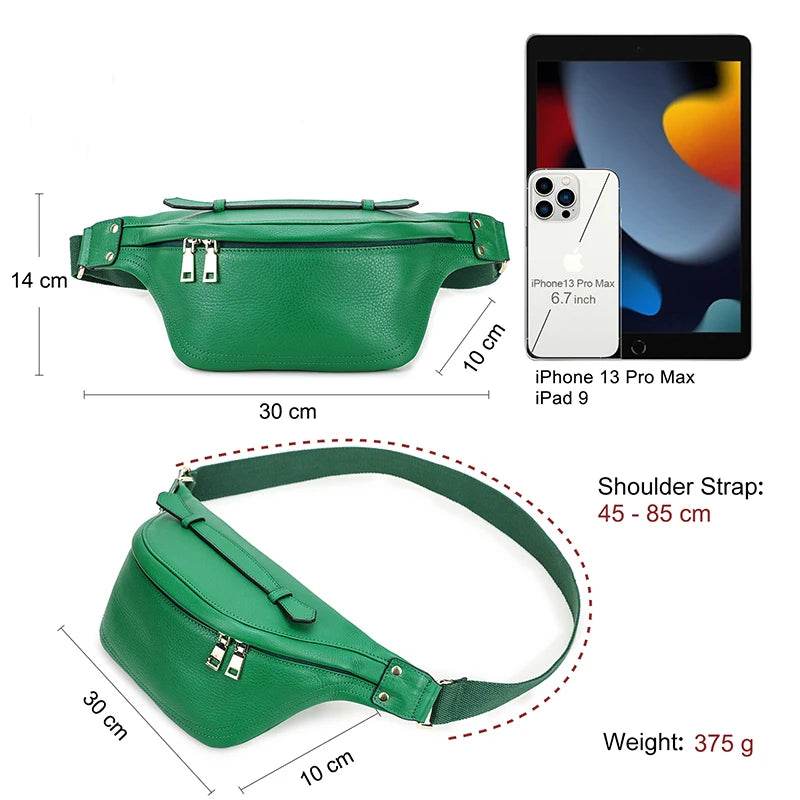 Genuine Leather Women Chest Bag 2022 Luxury Brand Crossbody Bag Female Travel Fanny Pack Waist Bag Fashion Shoulder Bag Designer - Luxbrandz