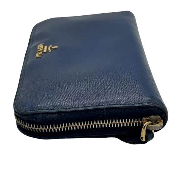 Prada Safiano Leather Blue zip around continental wallet excellent condition - Luxbrandz