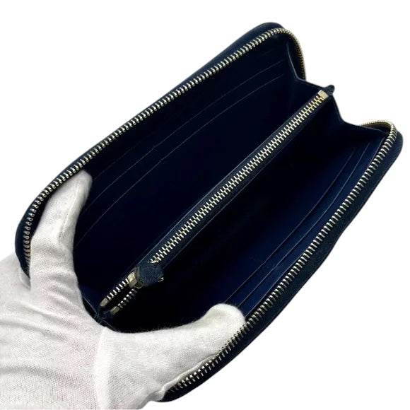 Prada Safiano Leather Blue zip around continental wallet excellent condition - Luxbrandz