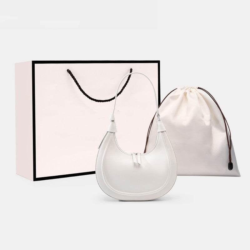 New Crescent Light Luxury Leather Crossbody Saddle Bag - Luxbrandz