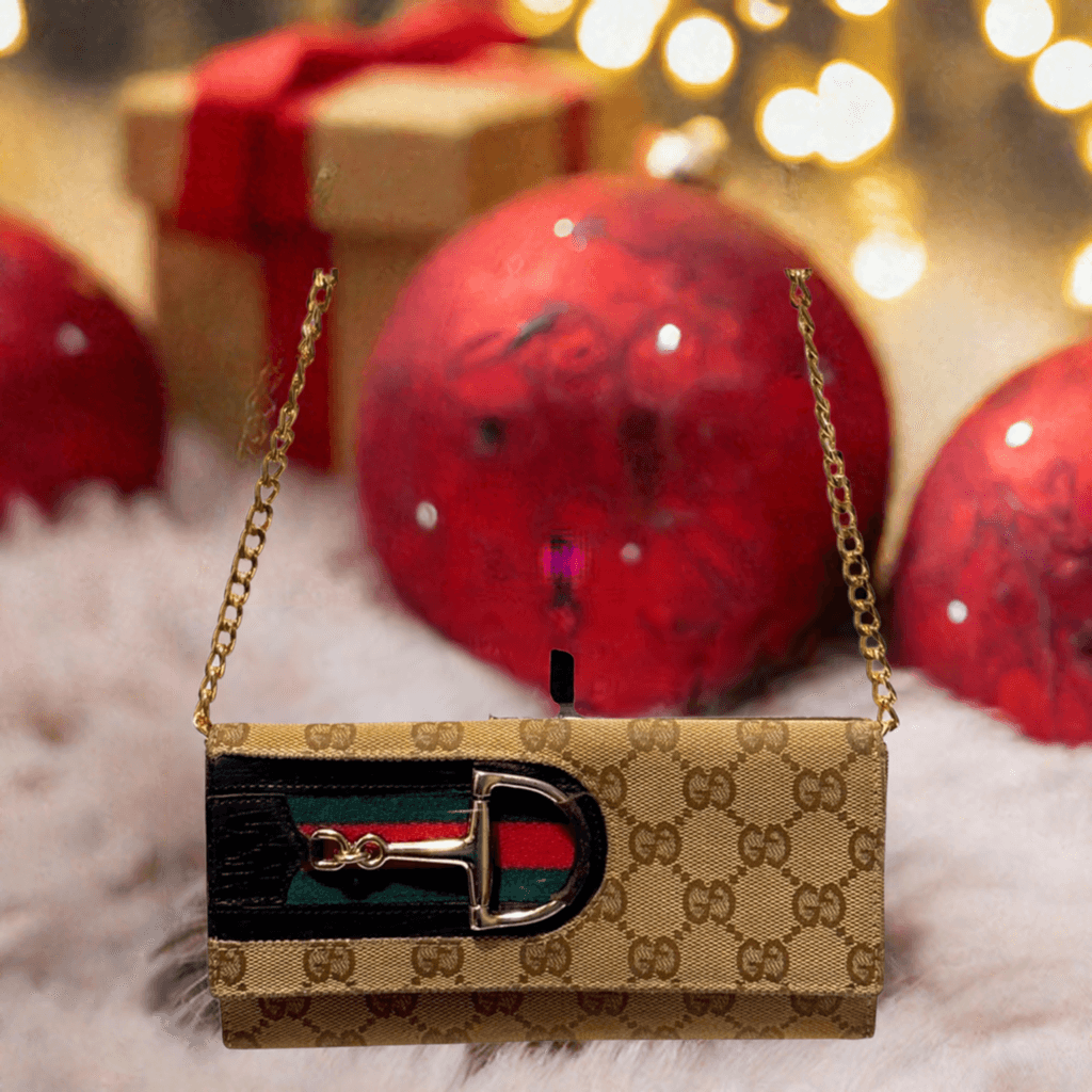 GUCCI BEIGE/EBONY GG CANVAS HORSEBIT LONG FLAP WALLET IN MINT CONDITION - Luxbrandz