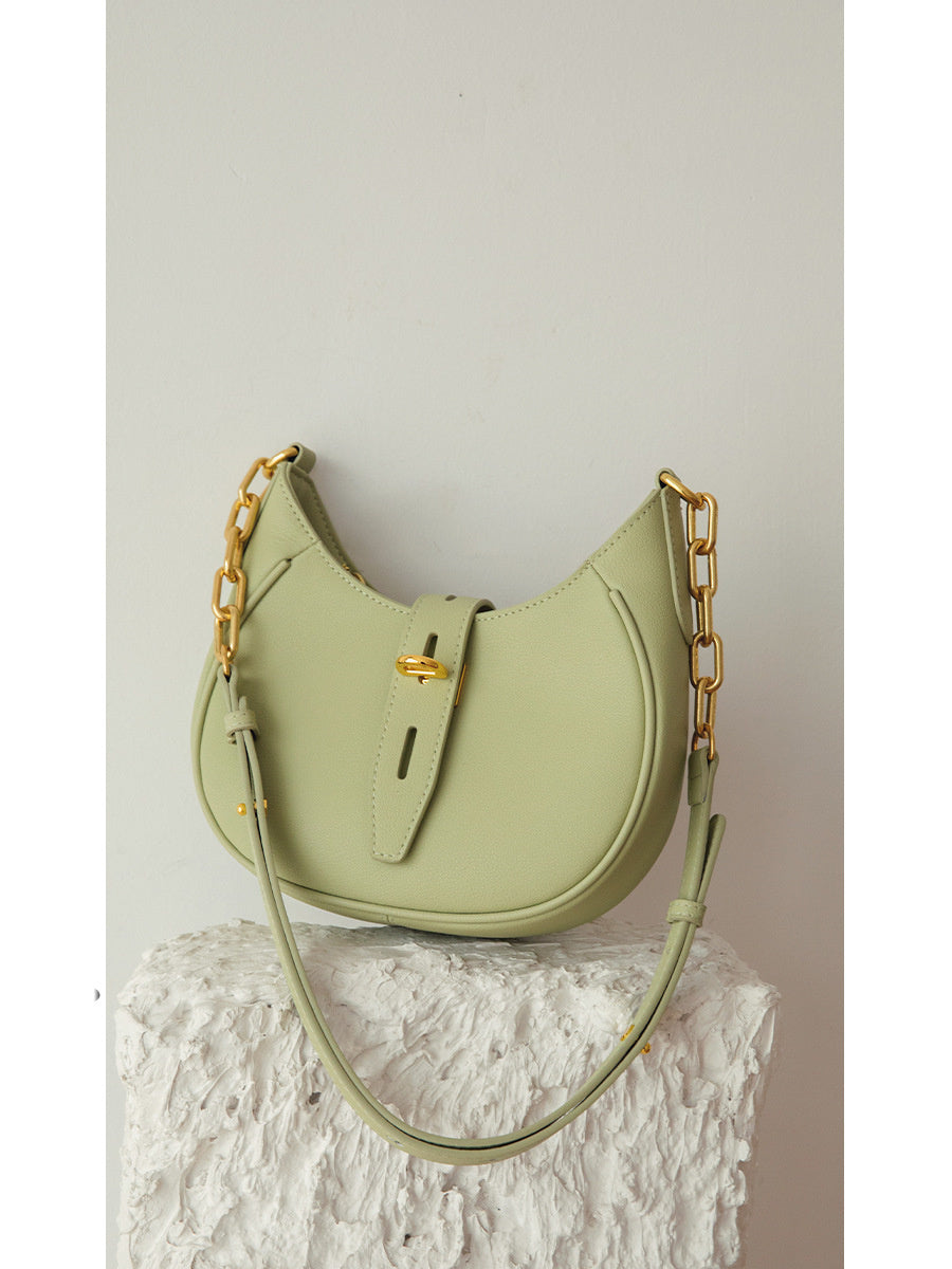 Western Style Leather Light Luxury Saddle Bag