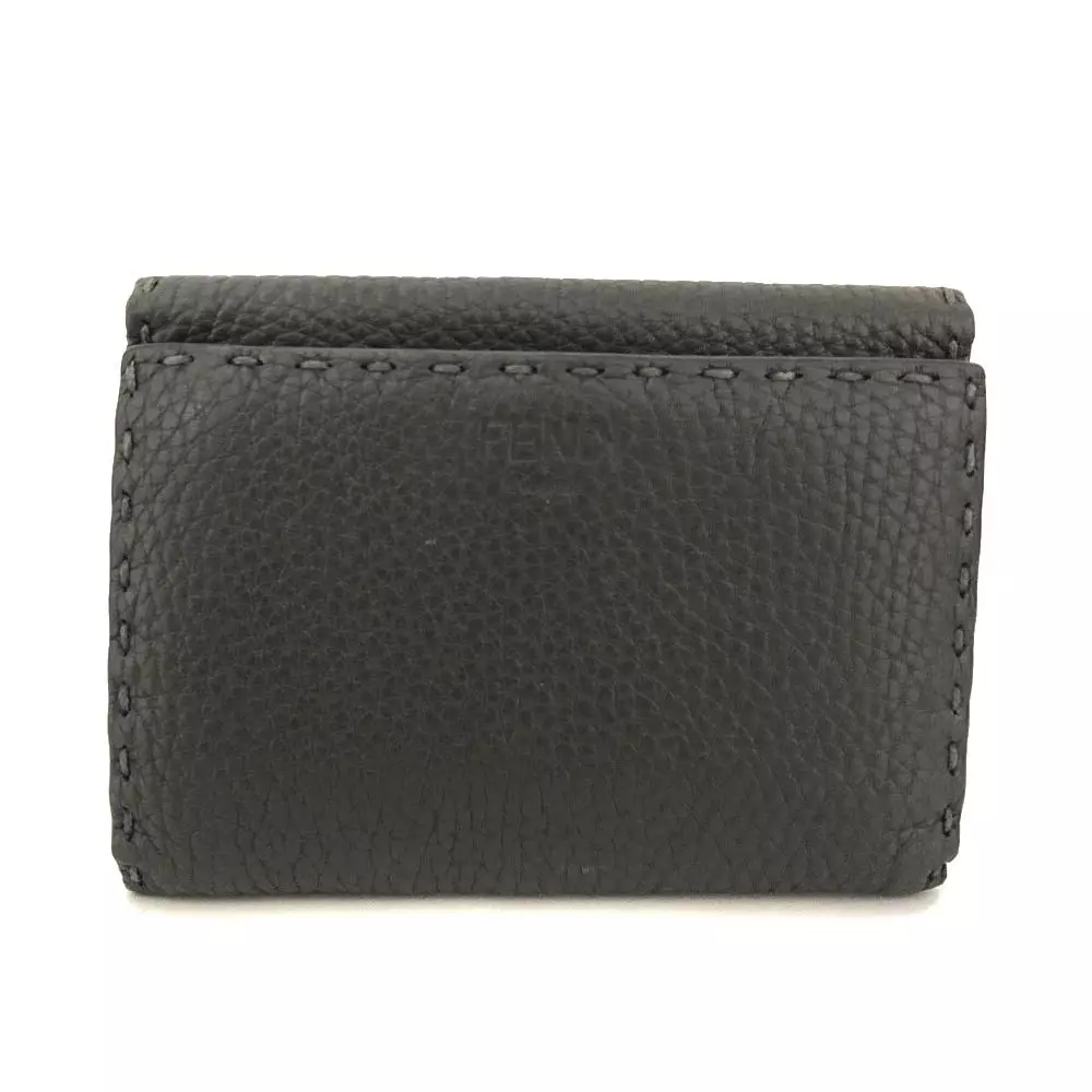 FENDI Selleria Peekaboo Leather Bifold Wallet Gray/3BA0802