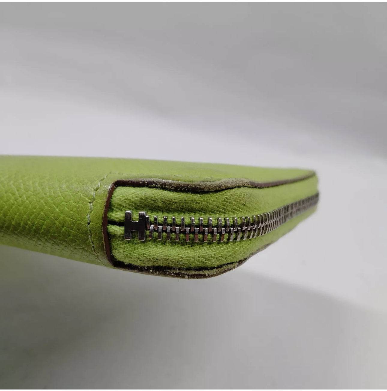 HERMES Azap Long Silk In Zip Around wallet lime Veau Epsom Leather - Luxbrandz