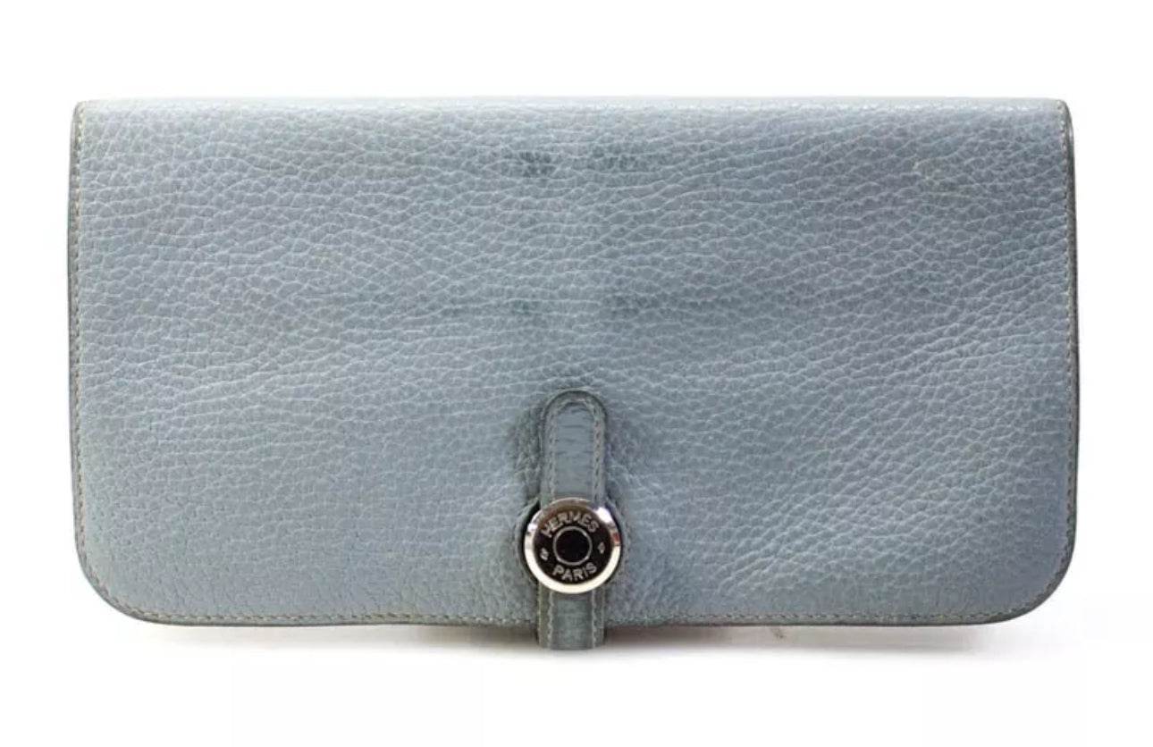 Hermes Dogon Wallet blue Clemence Leather Luxurious Chic Fadhion - Luxbrandz