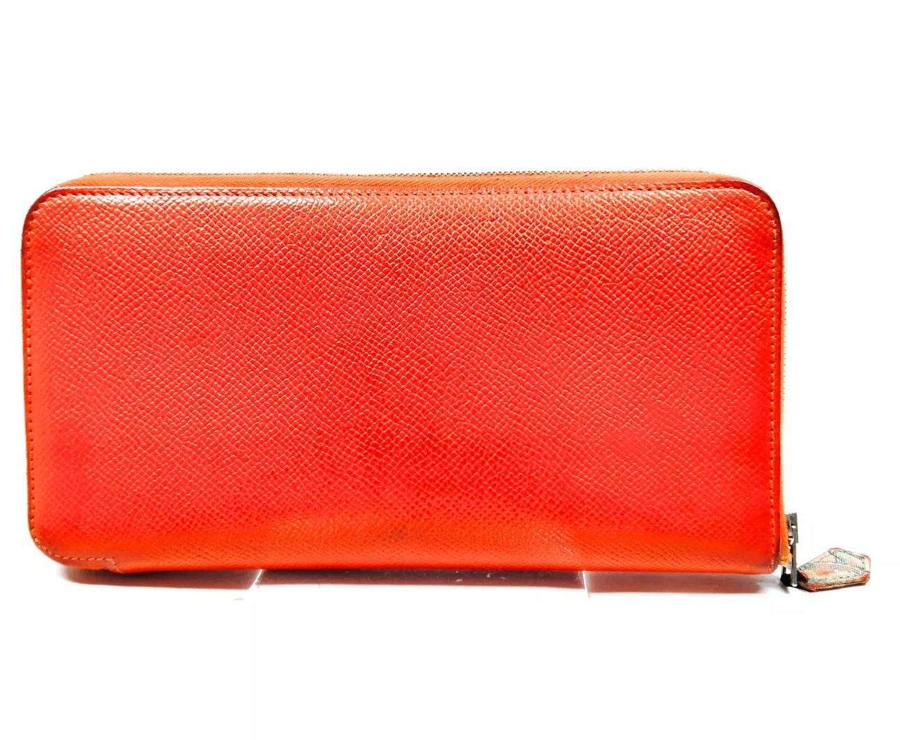 HERMES Azap Long Silk In Zip Around wallet Red Veau Epsom Leather - Luxbrandz