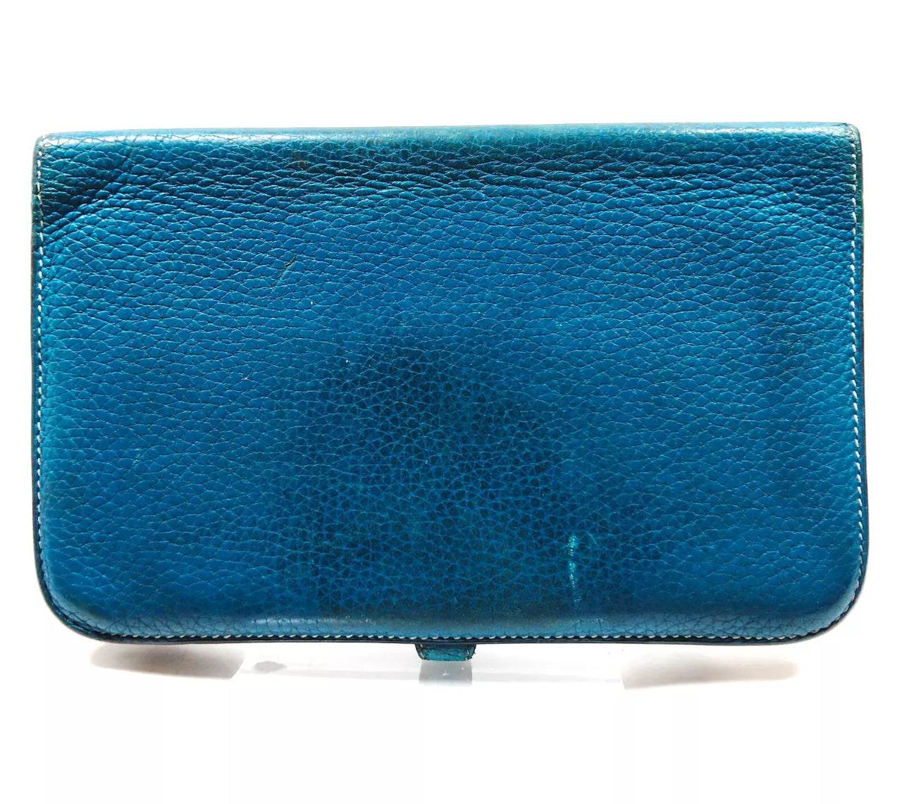 HERMES Dogon Wallet Cobalt blue Clemence Leather Luxurious Chic Fadhion - Luxbrandz