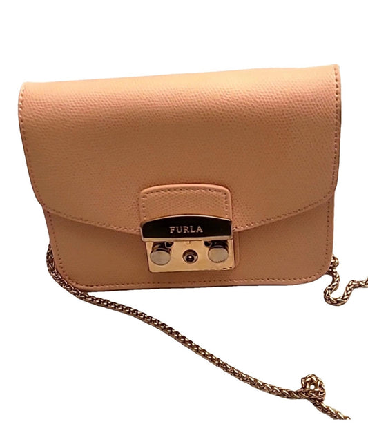 Furla Metropolis Crossbody Bag Pink Leather in Excellent Condition luxury brand premium Italian leather - Luxbrandz