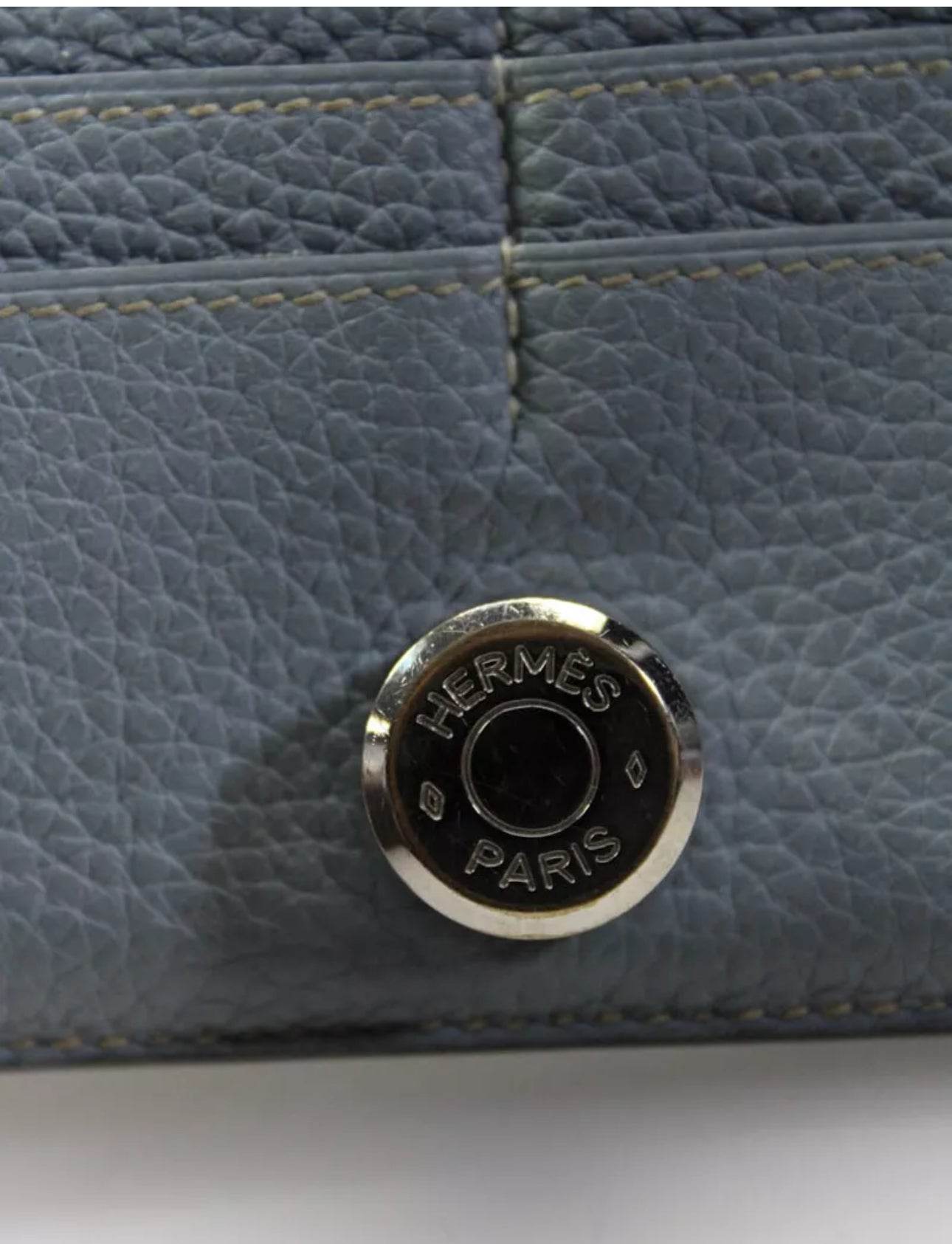 Hermes Dogon Wallet blue Clemence Leather Luxurious Chic Fadhion - Luxbrandz