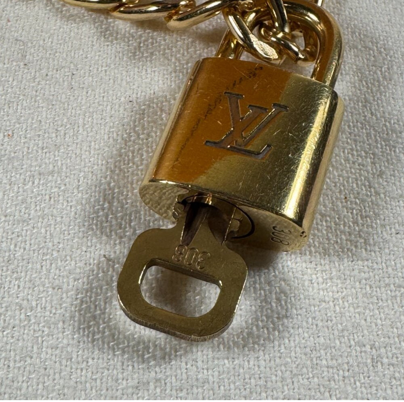 Louis Vuitton Lock and Key with Chain ready to wear in Louis Vuitton Box