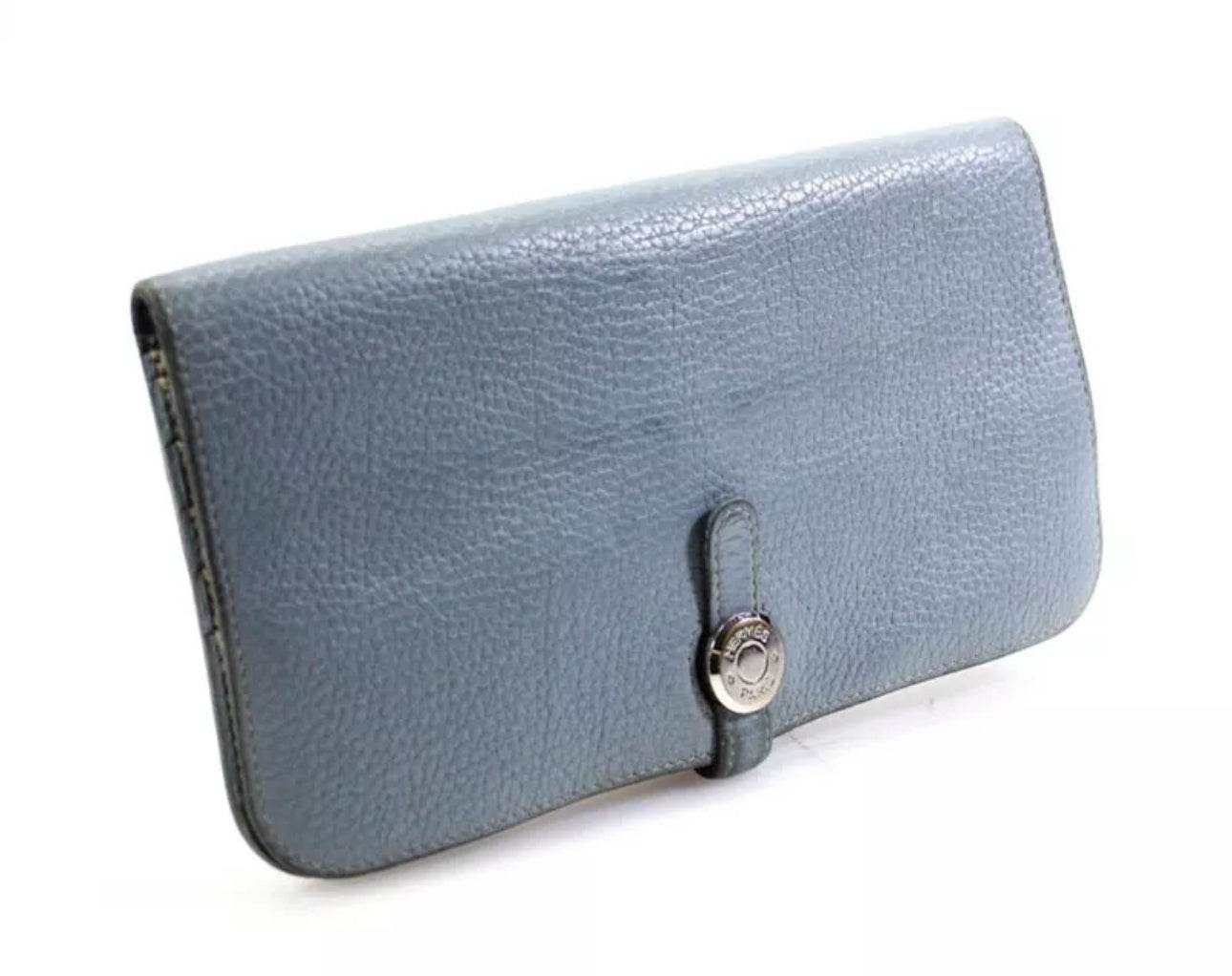 Hermes Dogon Wallet blue Clemence Leather Luxurious Chic Fadhion - Luxbrandz