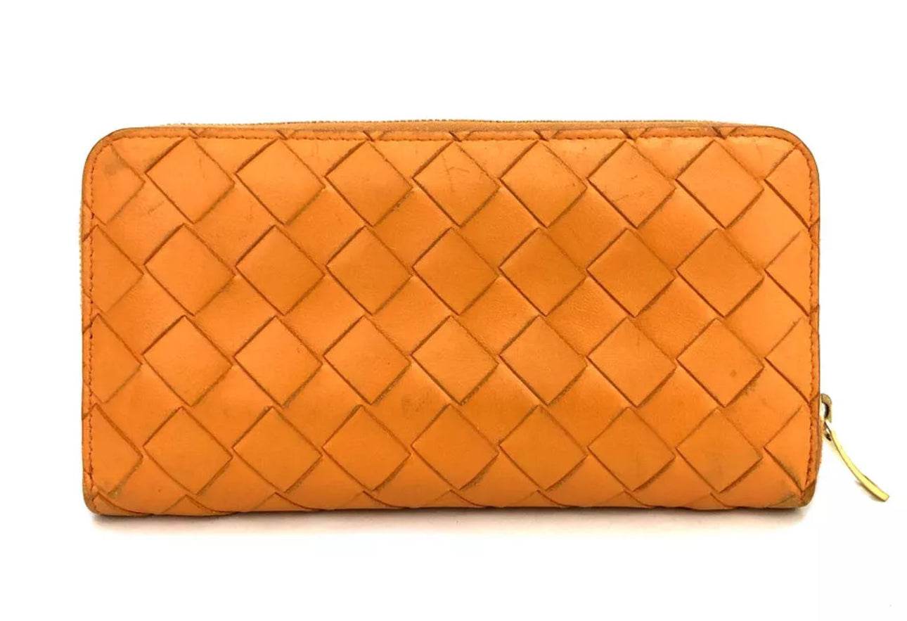 Bottega Veneta Soft Leather Wallet Golden Brown zip around wallet new condition - Luxbrandz