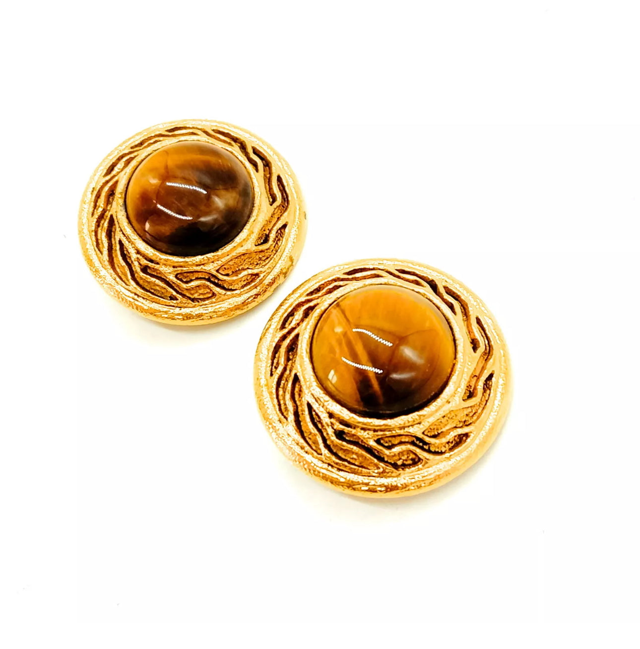 Chanel Earrings Gold Browns in mint condition