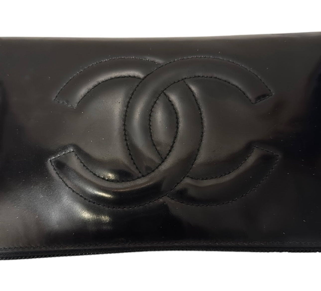 CHANEL Calf Skin Long Wallet Purse Black CC Logo With Chanel box, Dustbag &Gift Bag