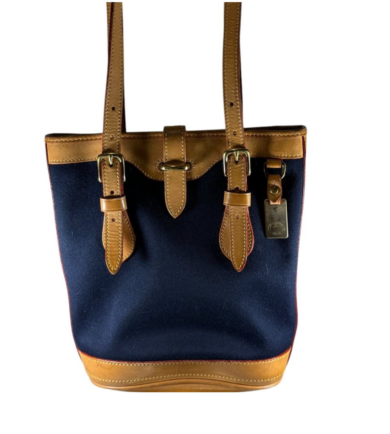 Vintage DOONEY & BOURKE navy canvas cabriolet leather tote bucket bag