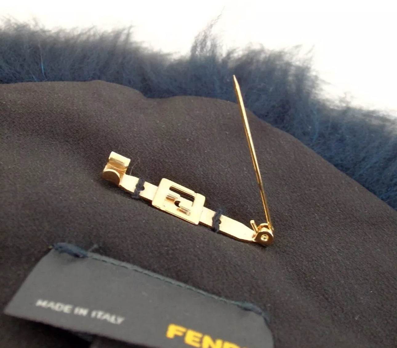 Fendi Crosage Brooch in Blue Color Excellent Condition - Luxbrandz