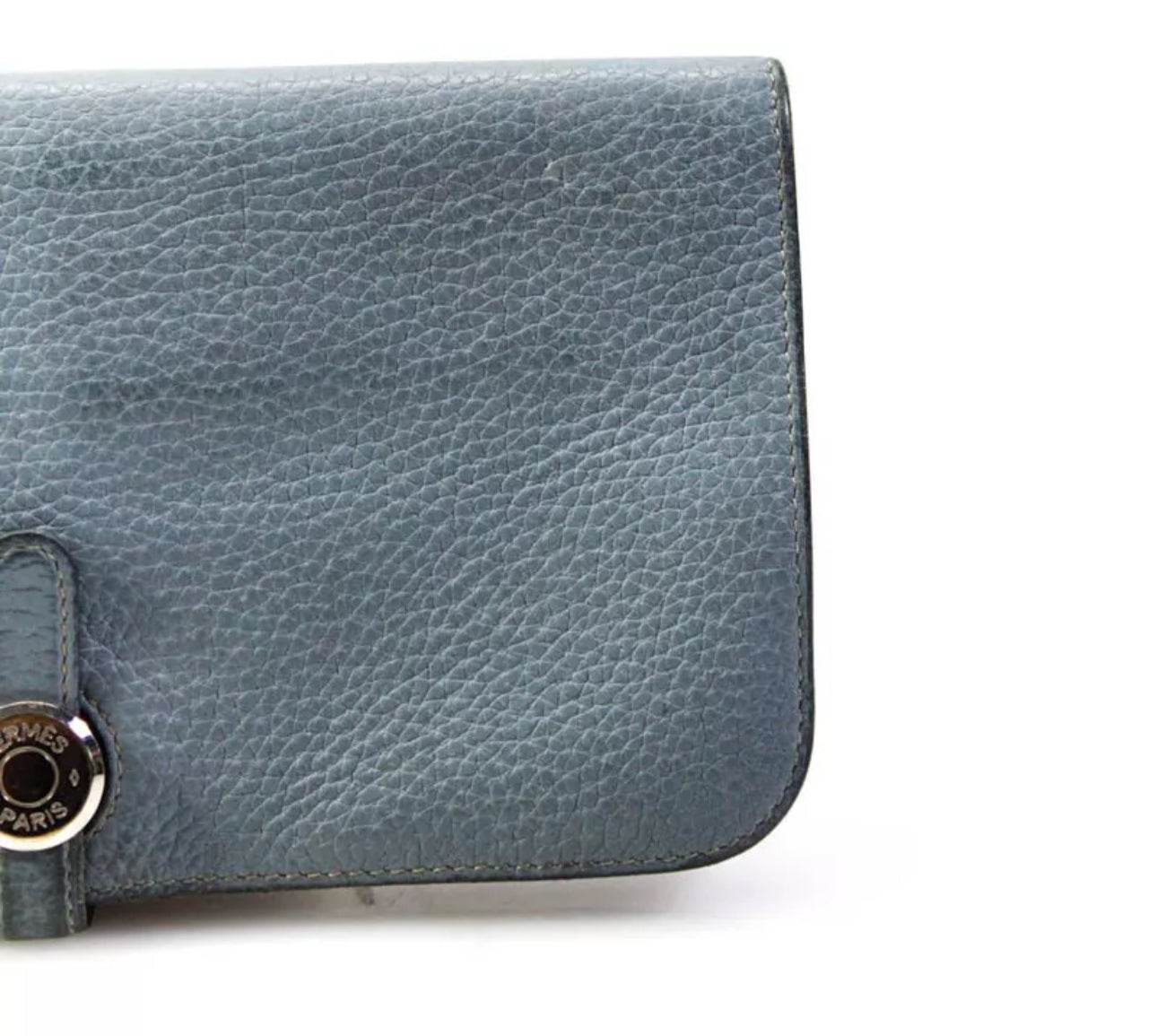 Hermes Dogon Wallet blue Clemence Leather Luxurious Chic Fadhion - Luxbrandz