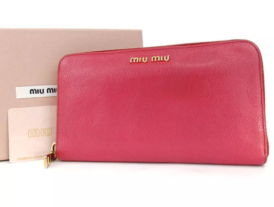 MIU MIU Pink Zip Around Continental Wallet in excellent condition