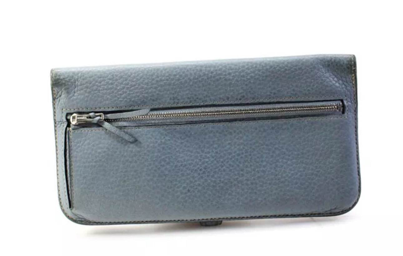 Hermes Dogon Wallet blue Clemence Leather Luxurious Chic Fadhion - Luxbrandz