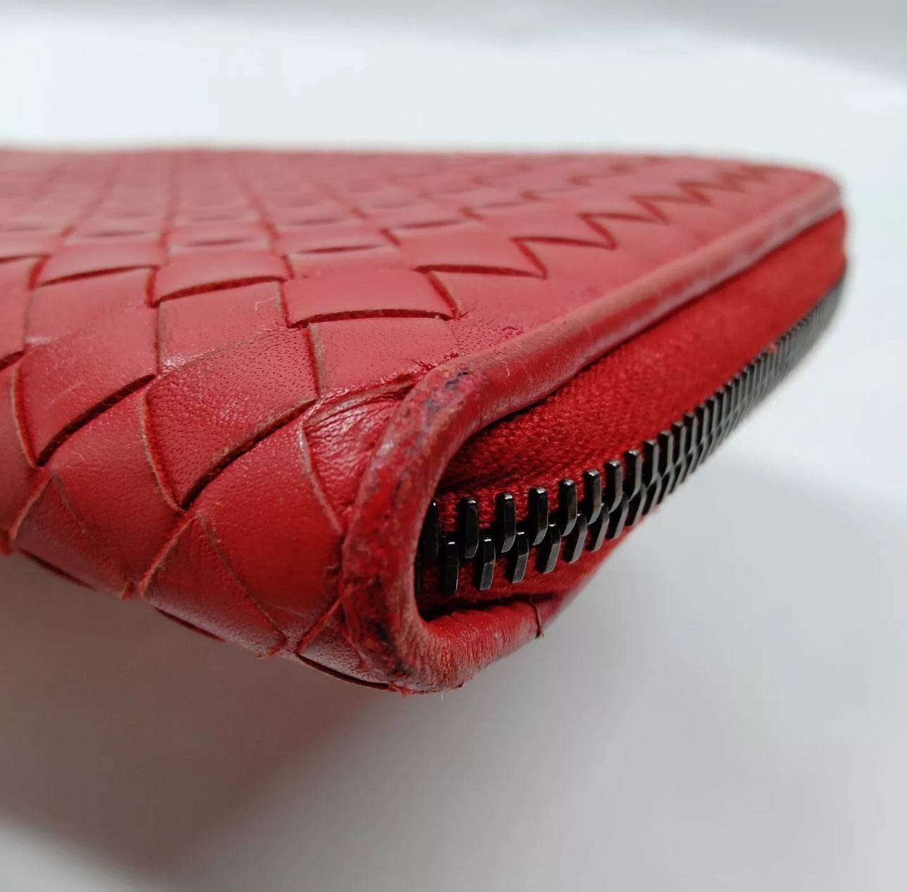 Bottega Veneta Soft Leather Wallet Golden Red zip around wallet excellent condition - Luxbrandz