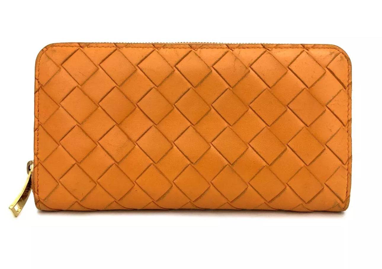 Bottega Veneta Soft Leather Wallet Golden Brown zip around wallet new condition - Luxbrandz