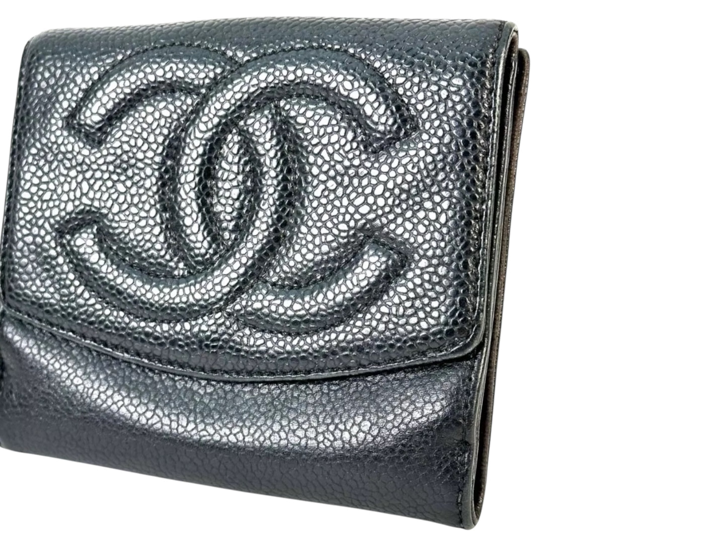 CHANEL Wallet BIfold Caviar Skin CoCo Mark in excellent used condition