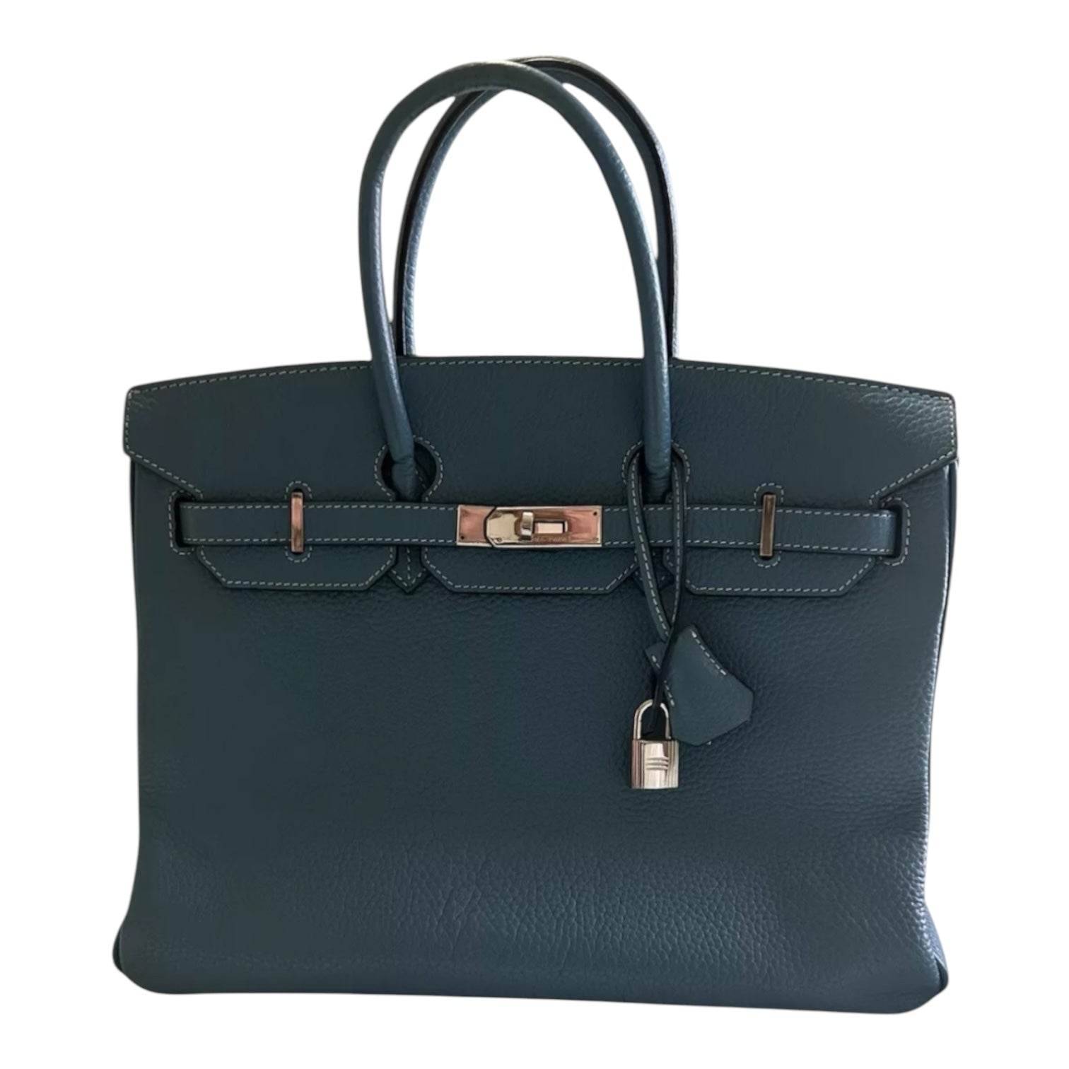 Birkin Handbag Vert Cypress Swift with Gold Hardware 25 Blue Teal - Luxbrandz