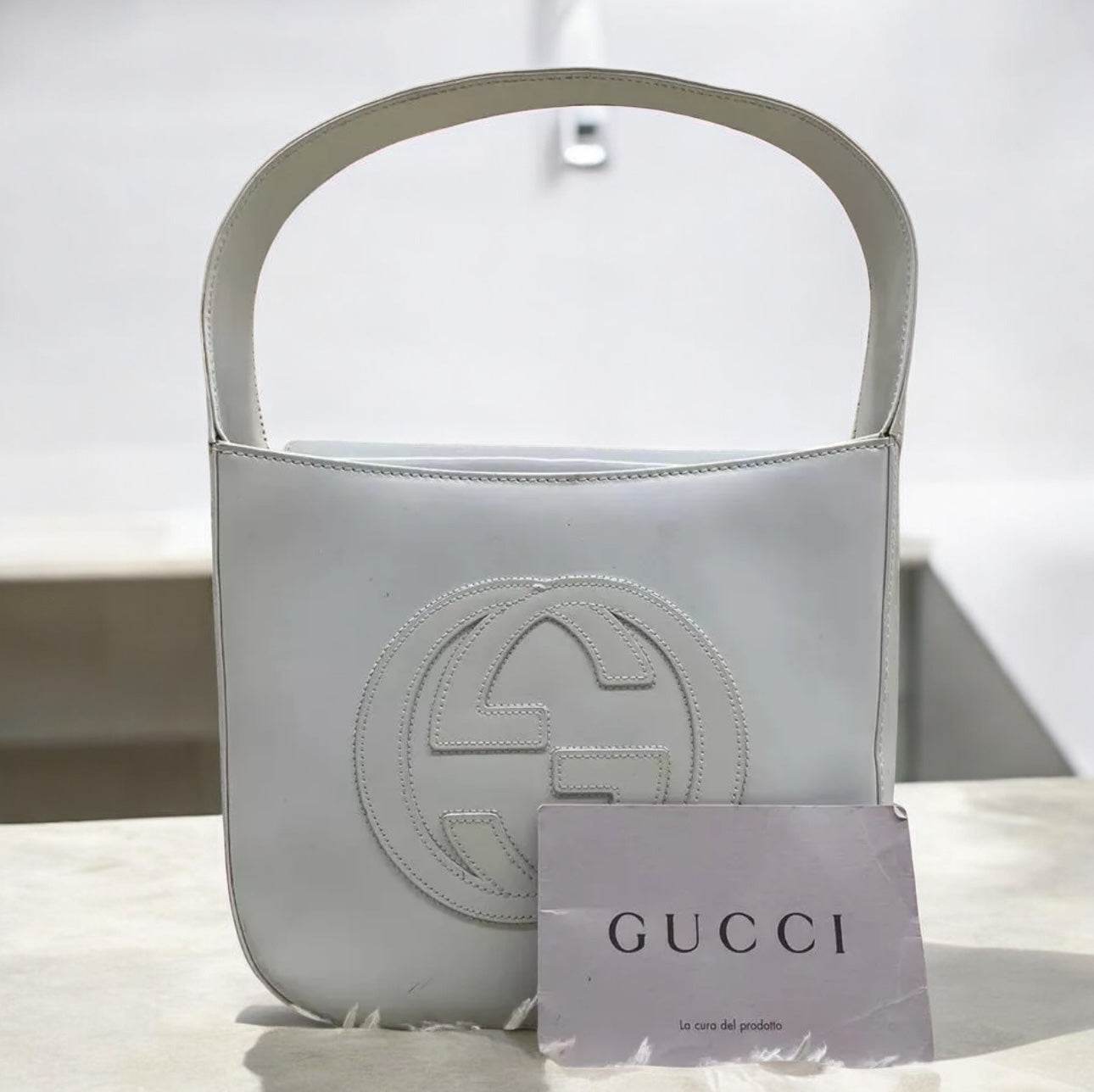 Gucci Leather Handbag Auth White Medium Women Italy - Luxbrandz