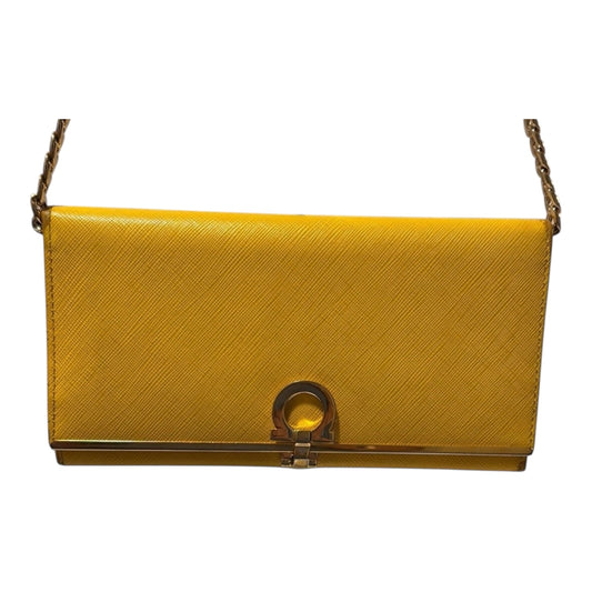 Salvatore Ferragamo Gancini Icona Continental Walley Genuine Leather Yellow