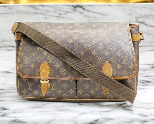 Louis Vuitton LV Shoulder Bag Gibeciere GM Brown Monogram - Luxbrandz