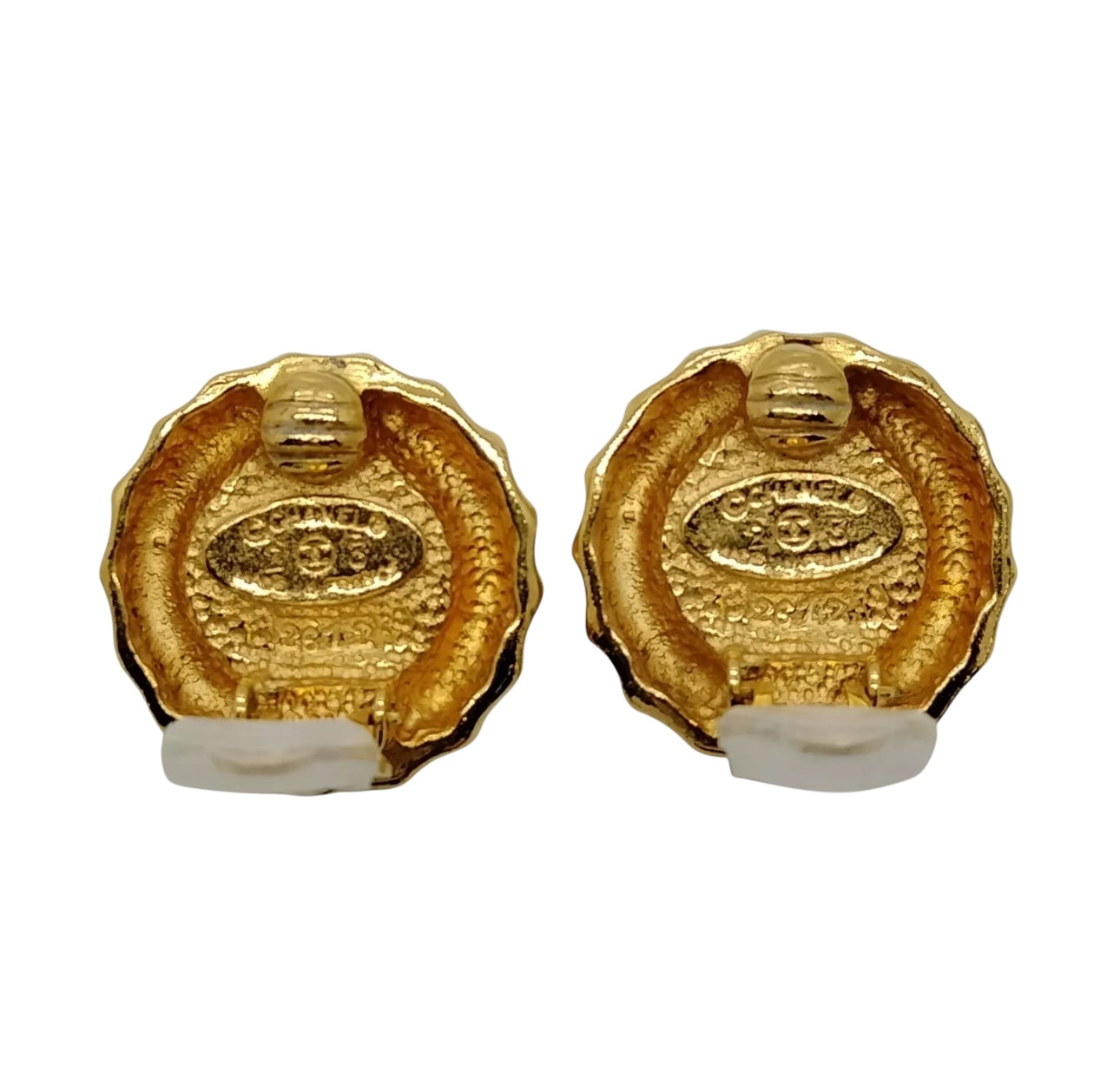 Chanel Earring  Gold Whites Luxury Brand in Mint Condition