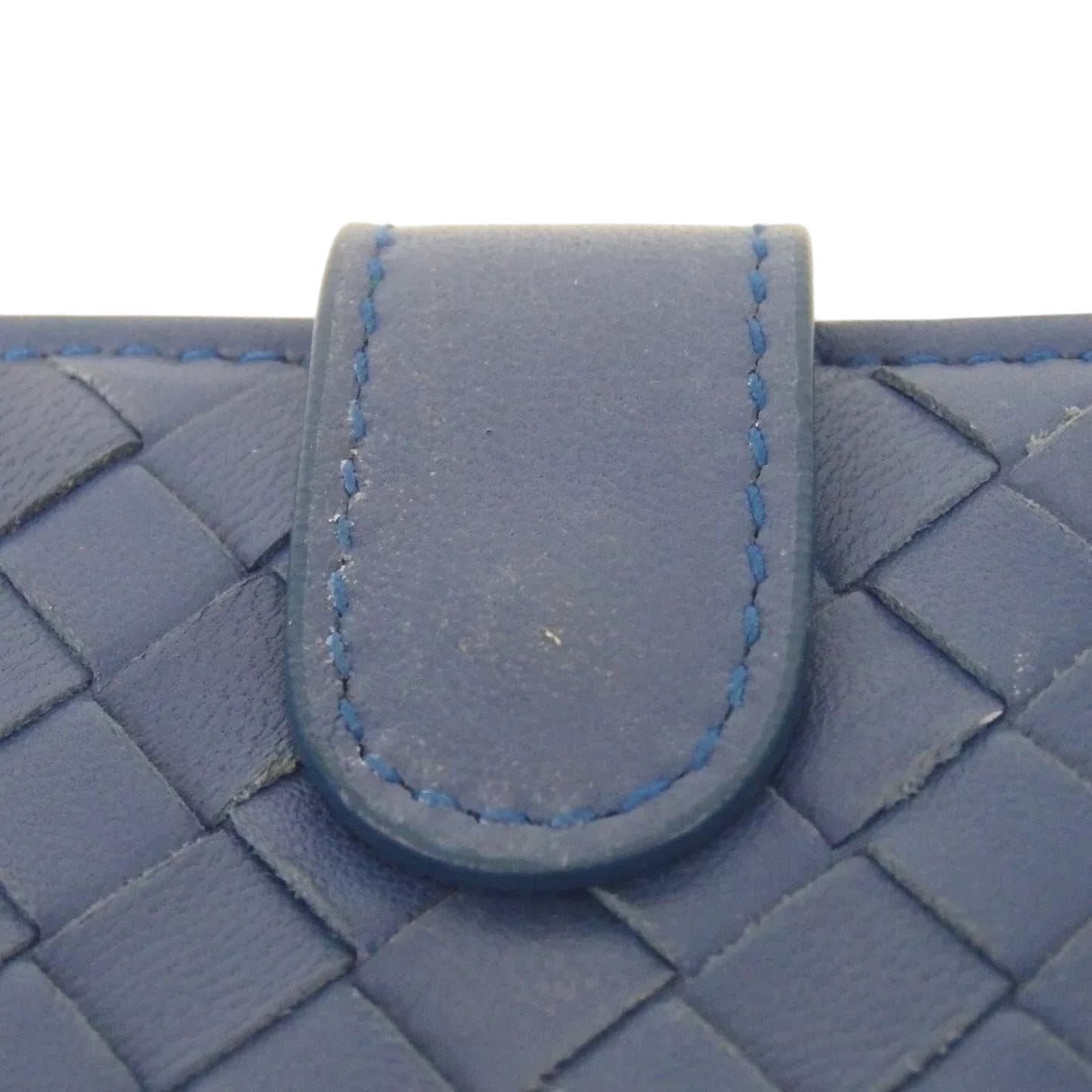 Authentic Bottega Veneta Intrecciato Clutch Bag Second Bag Blue Leather Italy