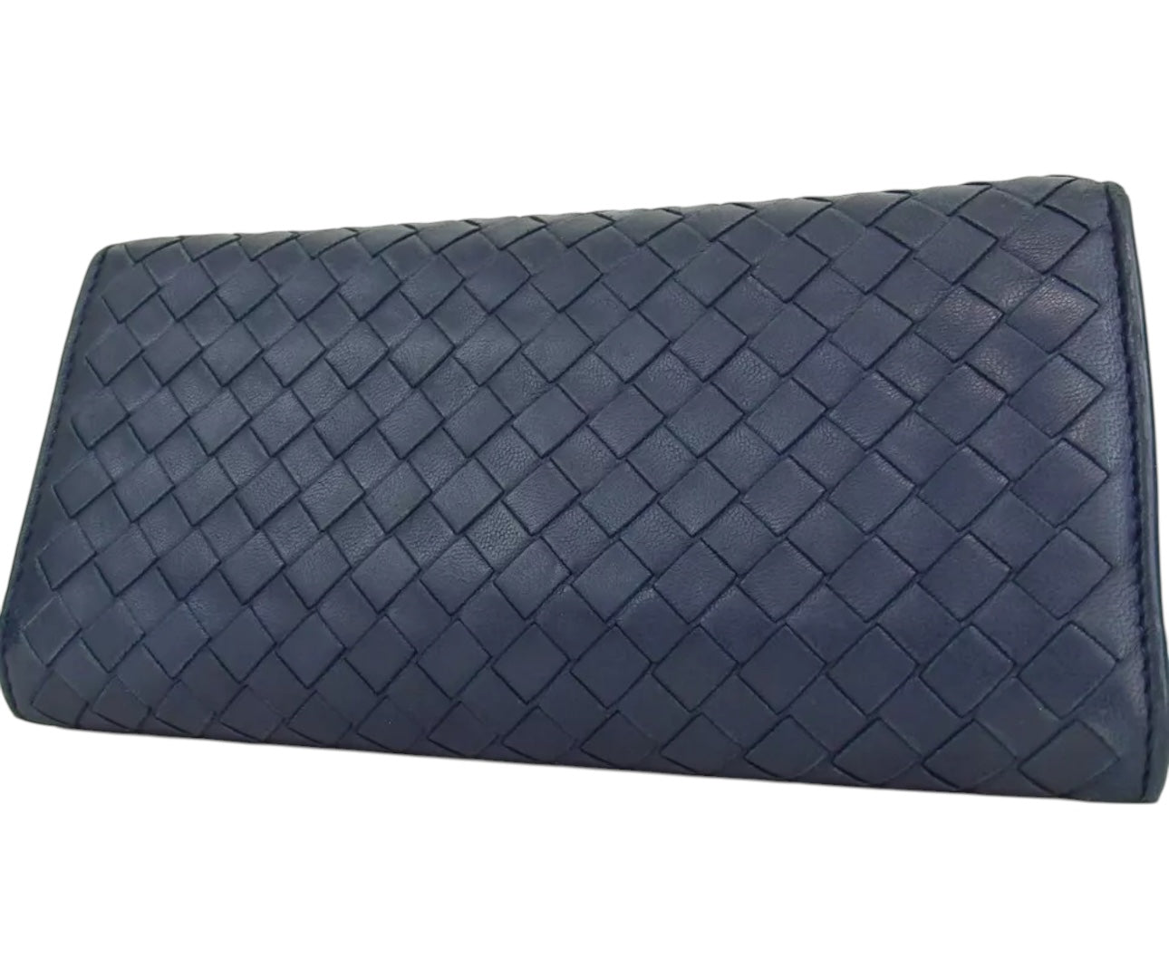 Bottega Veneta Intrecciato Clutch Bag Second Bag Blue Leather Italy