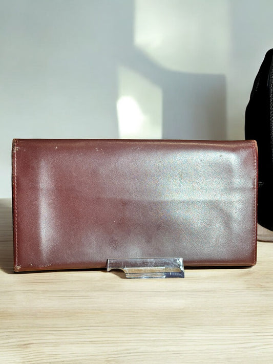 Cartier Long Wallet Logo Leather Wine Red Brown Women's in excellent condition. - Luxbrandz