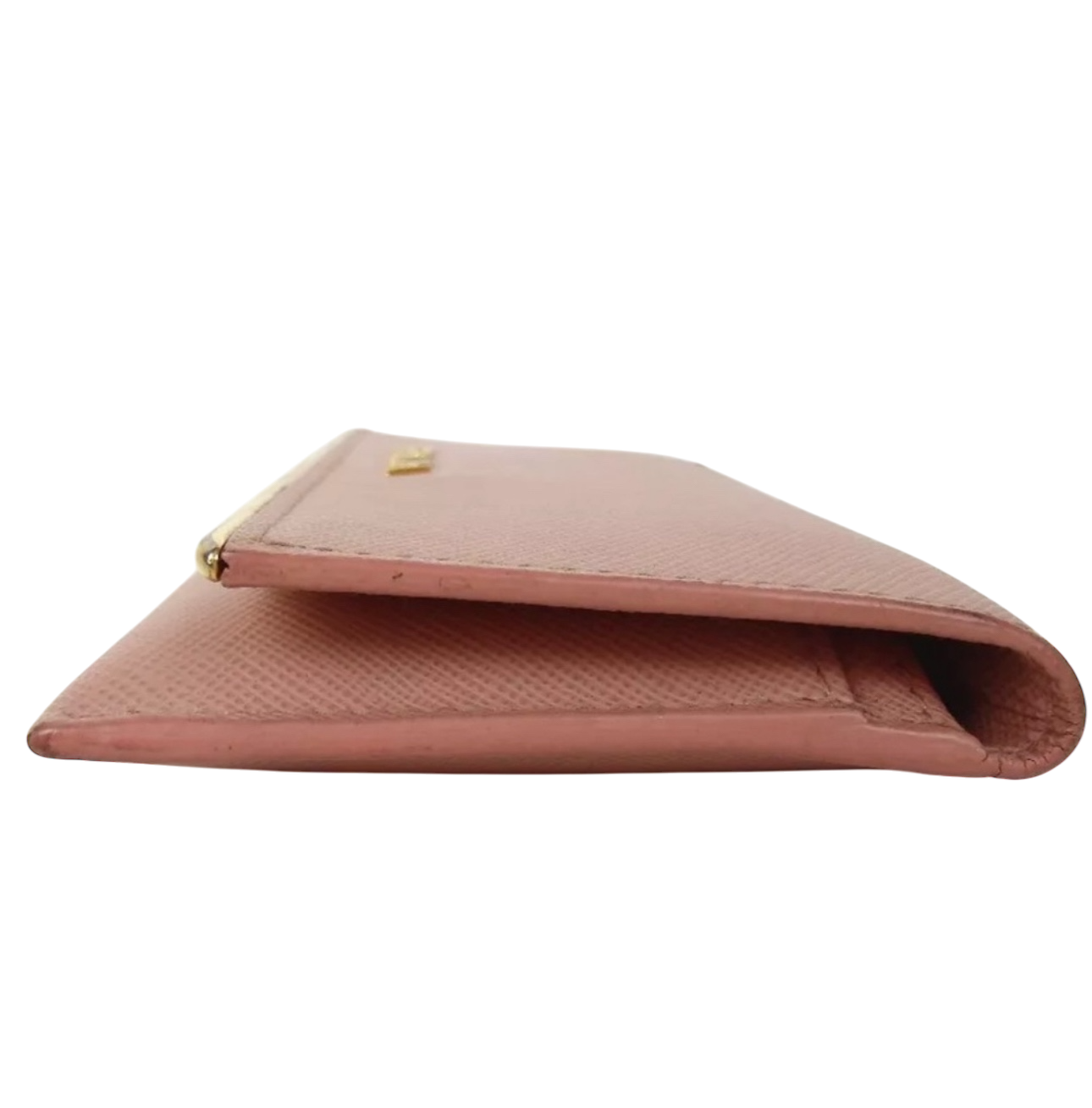 Prada Pink Saffiano Lux Leather Metal Bar Flap Continental Wallet