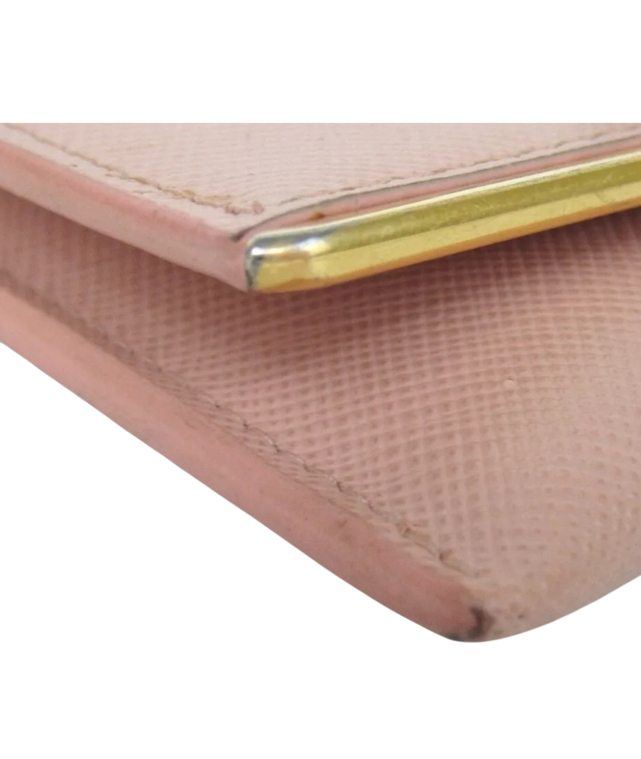 Prada Pink Saffiano Lux Leather Metal Bar Flap Continental Wallet