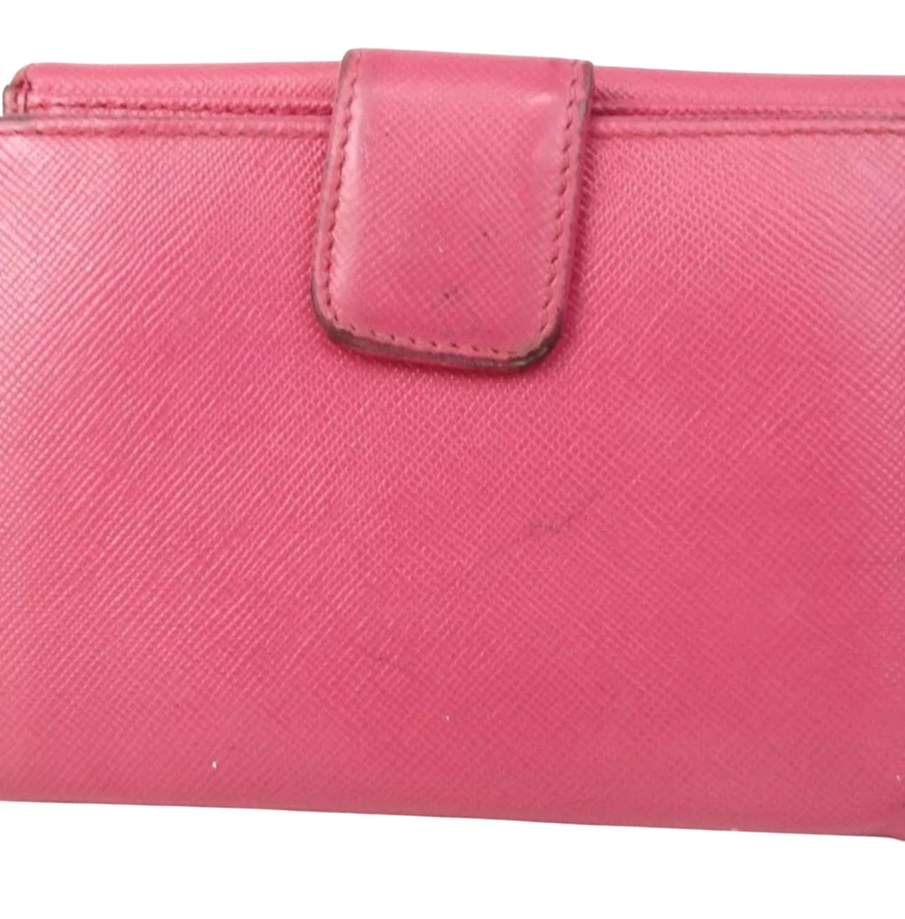 PRADA VITELLO MOVE PINK LEATHER LOGO PLAQUE SMALL TRIFOLD WALLET.