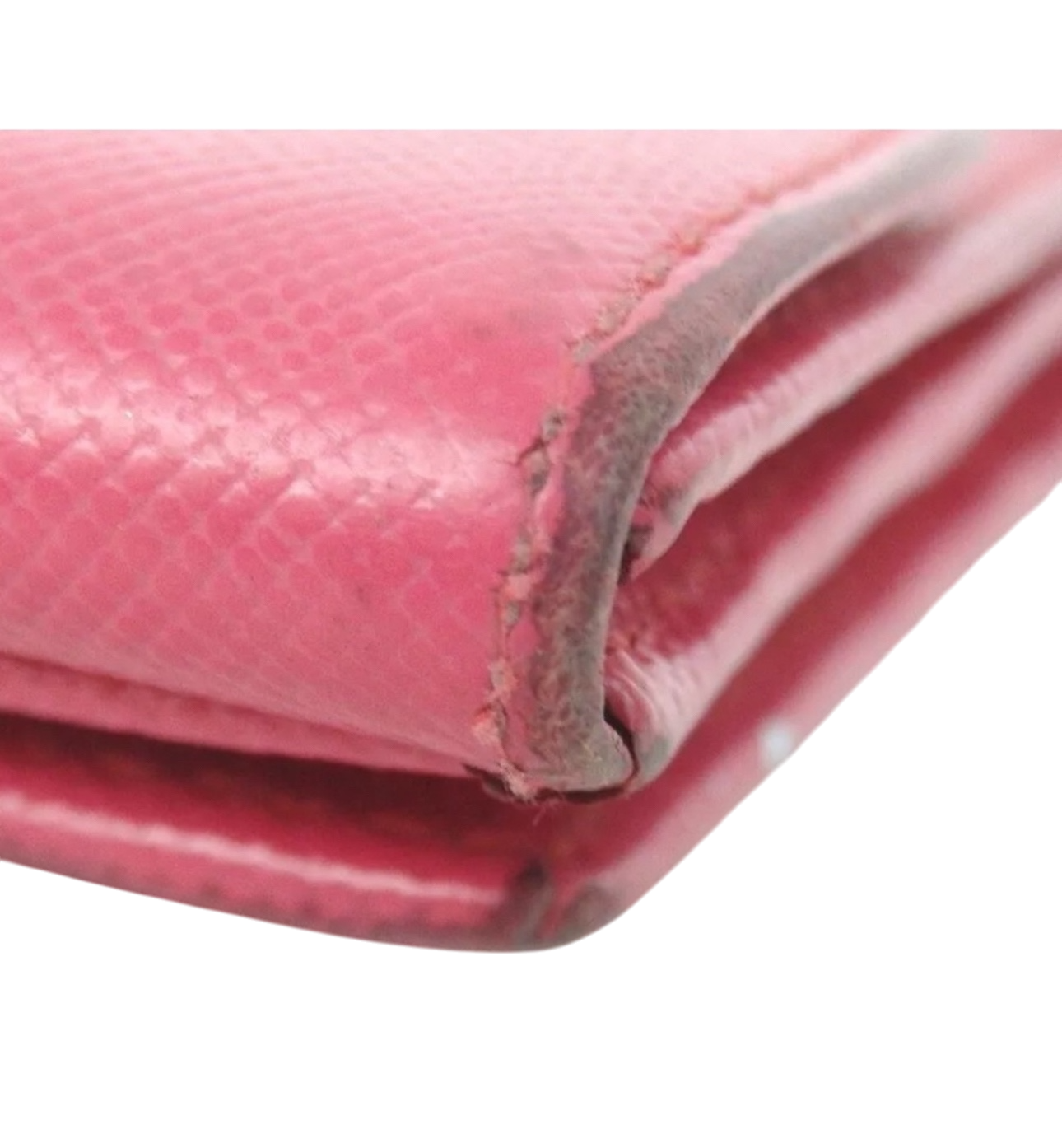 PRADA VITELLO MOVE PINK LEATHER LOGO PLAQUE SMALL TRIFOLD WALLET.