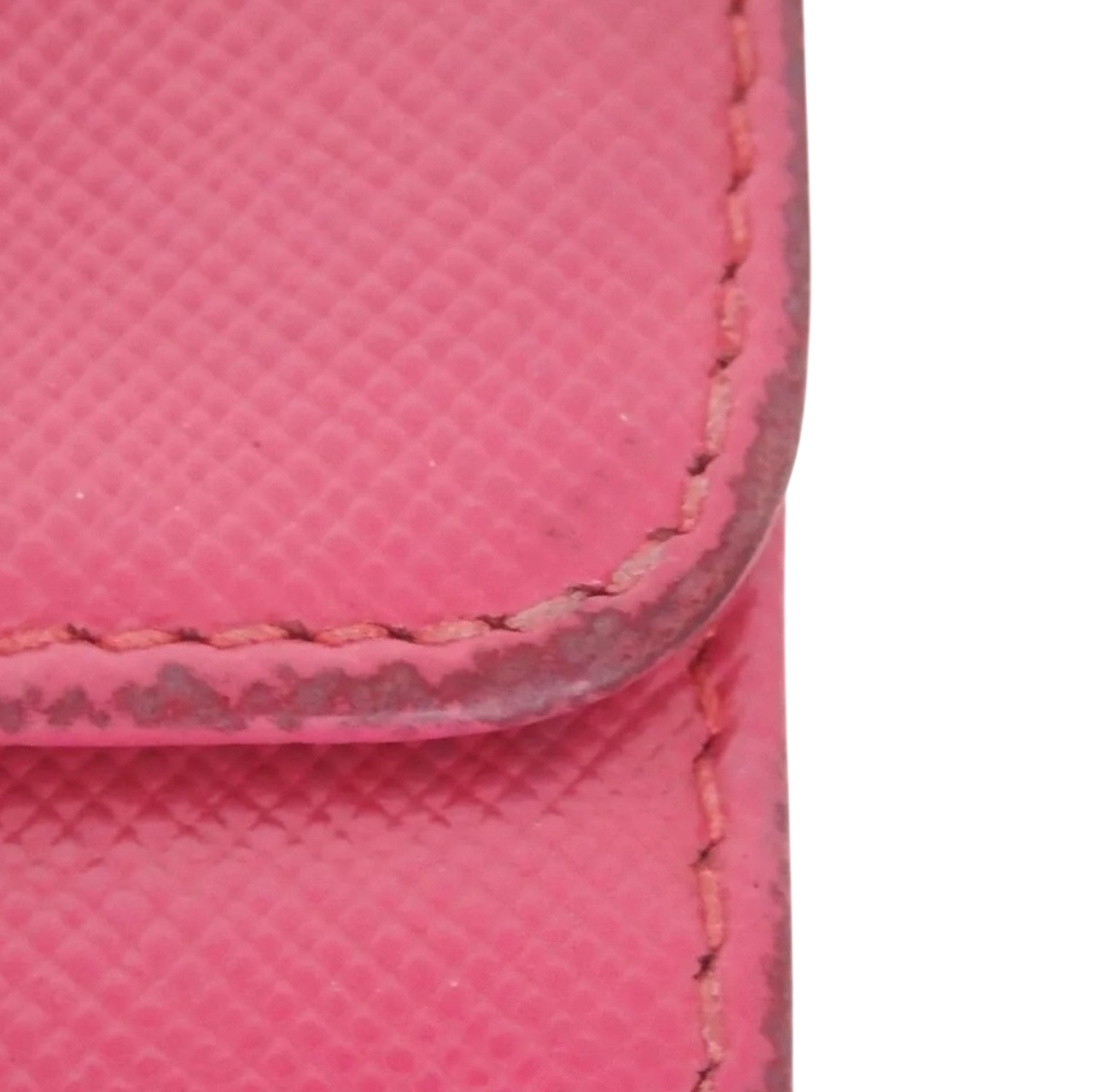 PRADA VITELLO MOVE PINK LEATHER LOGO PLAQUE SMALL TRIFOLD WALLET.